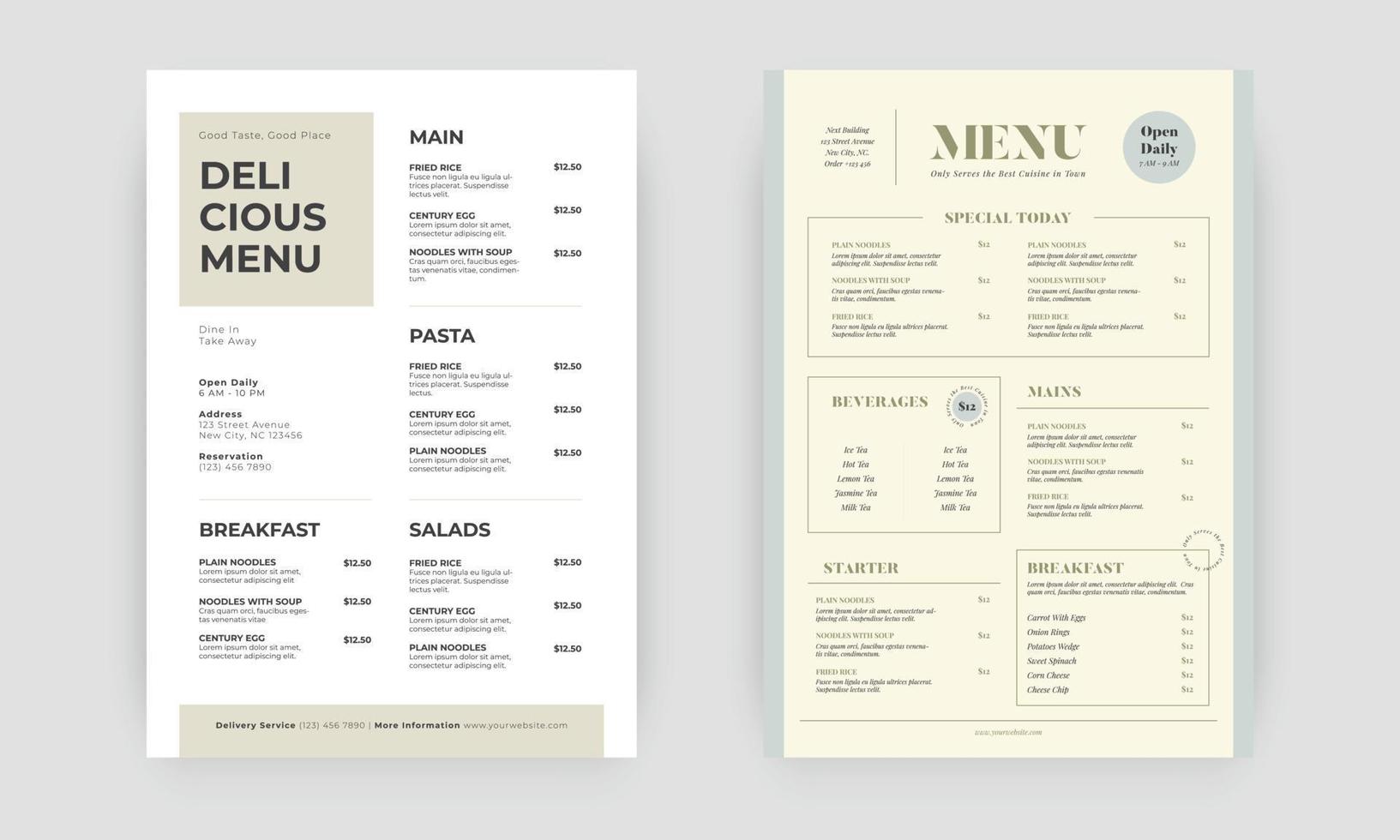 menú de comida rápida. Folleto de plantilla de menú de cafetería de comida rápida de restaurante. vector