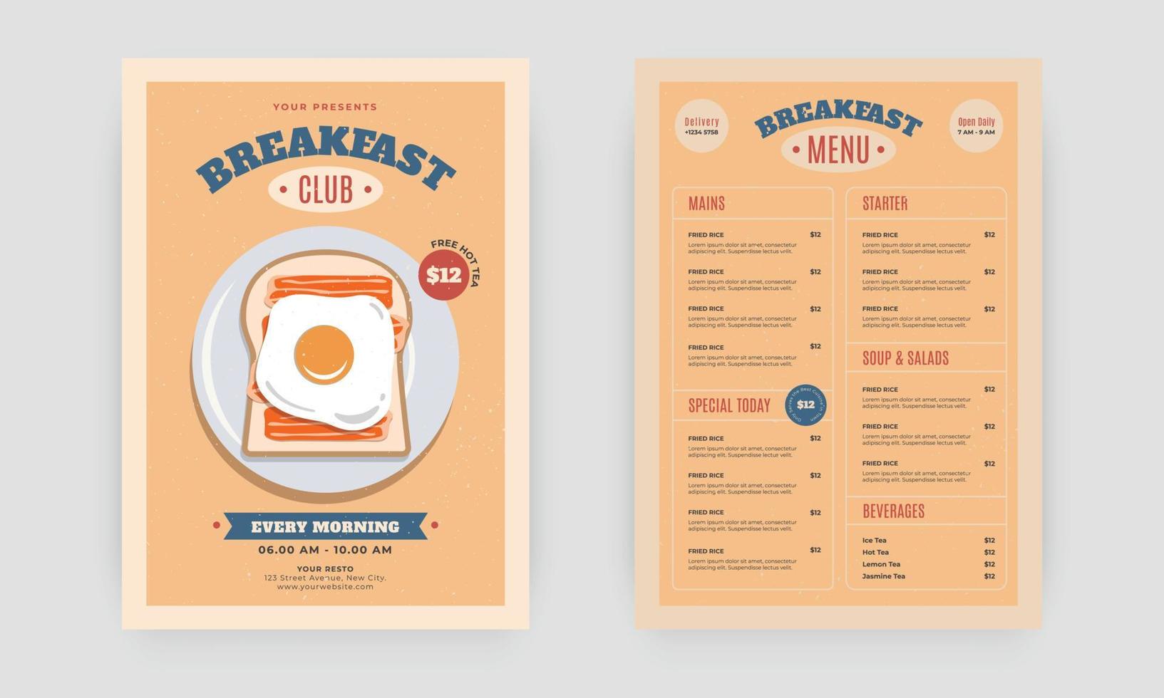 Fast food menu. Restaurant fast food cafe menu template flyer. vector