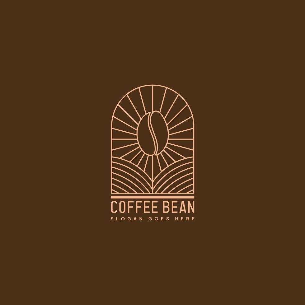 Coffee Bean Logo Template With Line Art vector