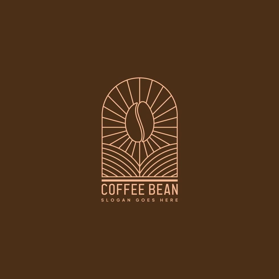 plantilla de logotipo de grano de café con arte lineal vector