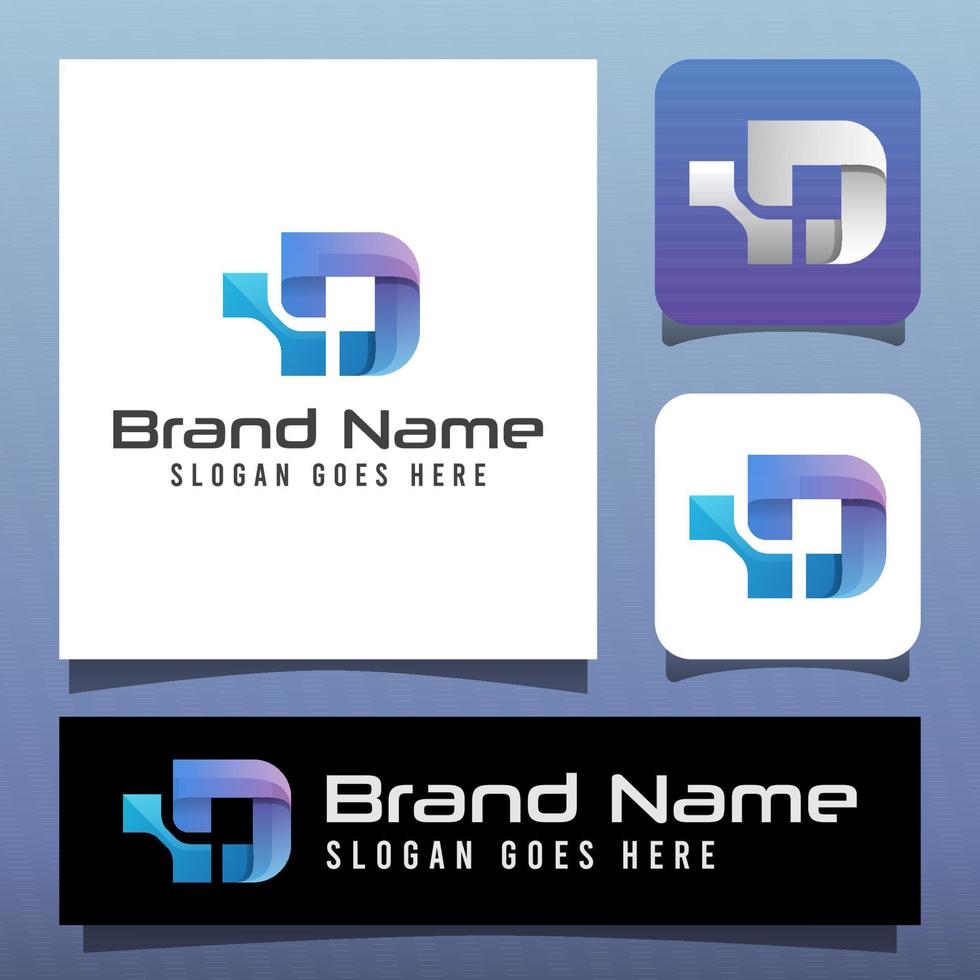 modern color Digital letter D technology for your brand or business technology vector
