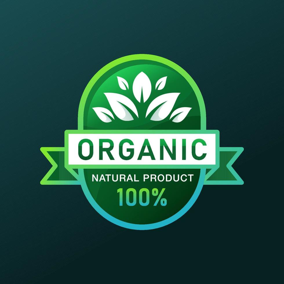 gradient original Organic natural product emblem or badge logo design vector