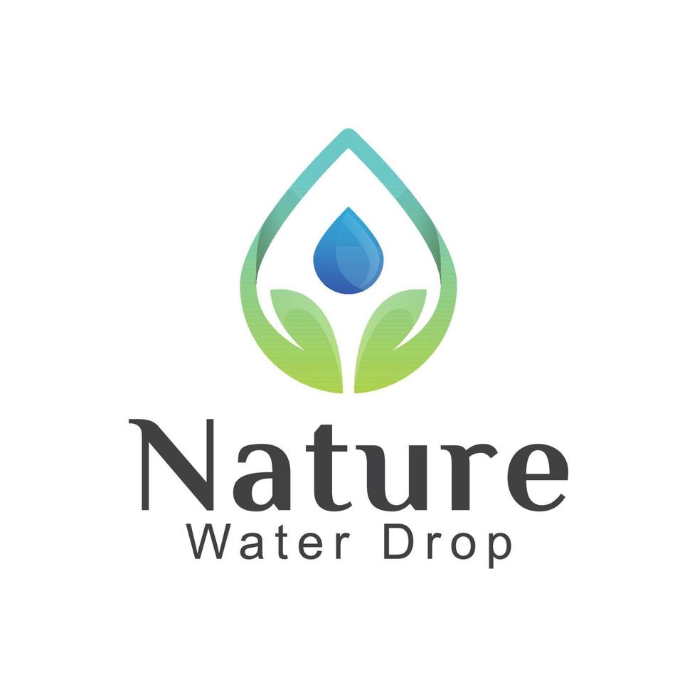 hoja de naturaleza con diseño de logotipo de gota de agua vector