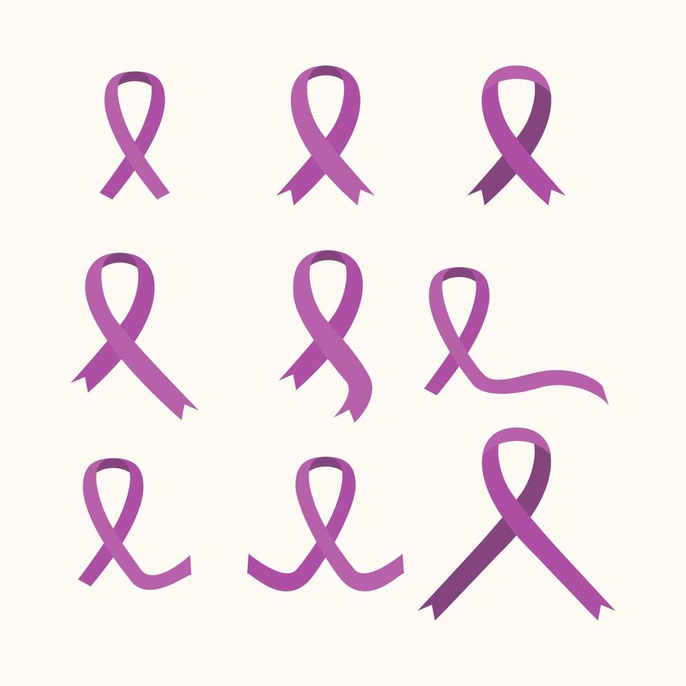 purple ribbon cancer day vector