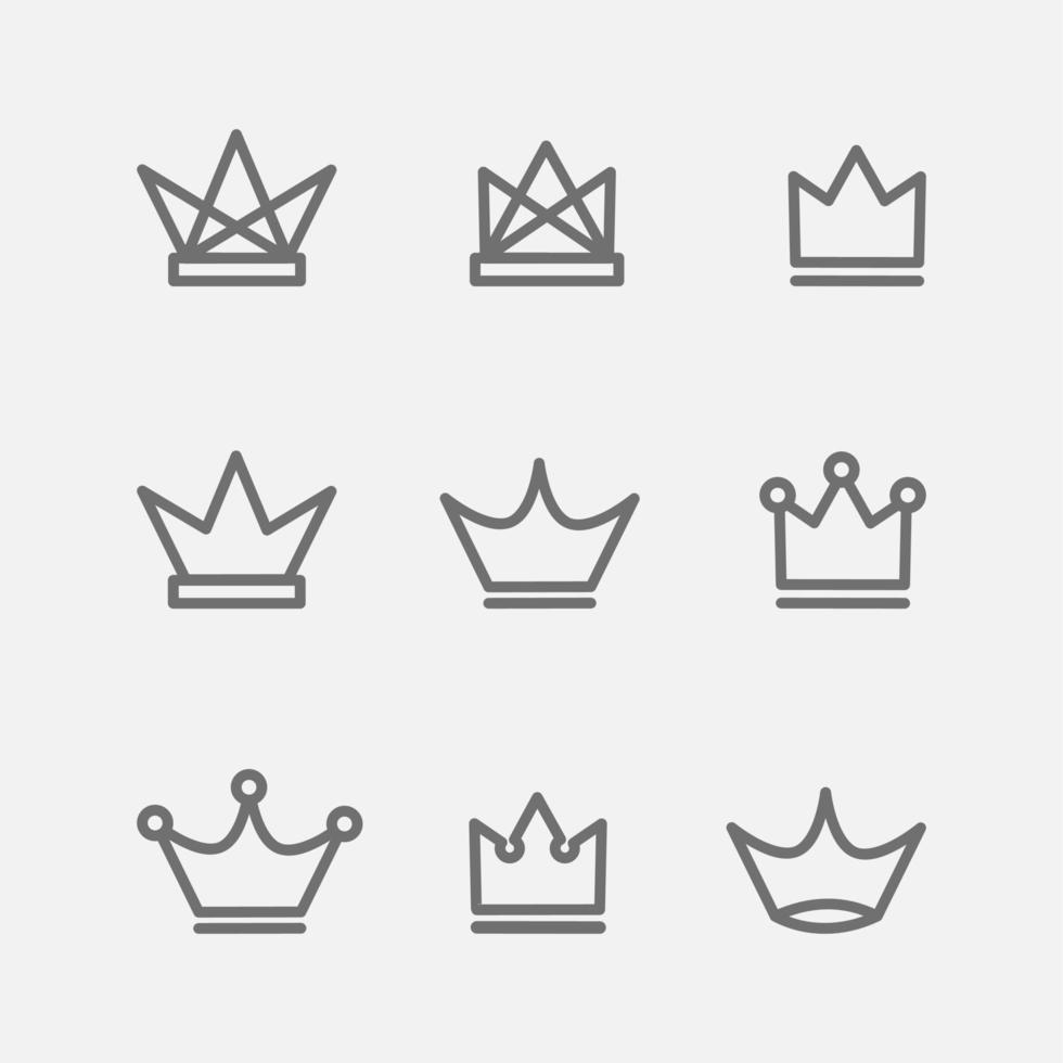 line art crown icon vector