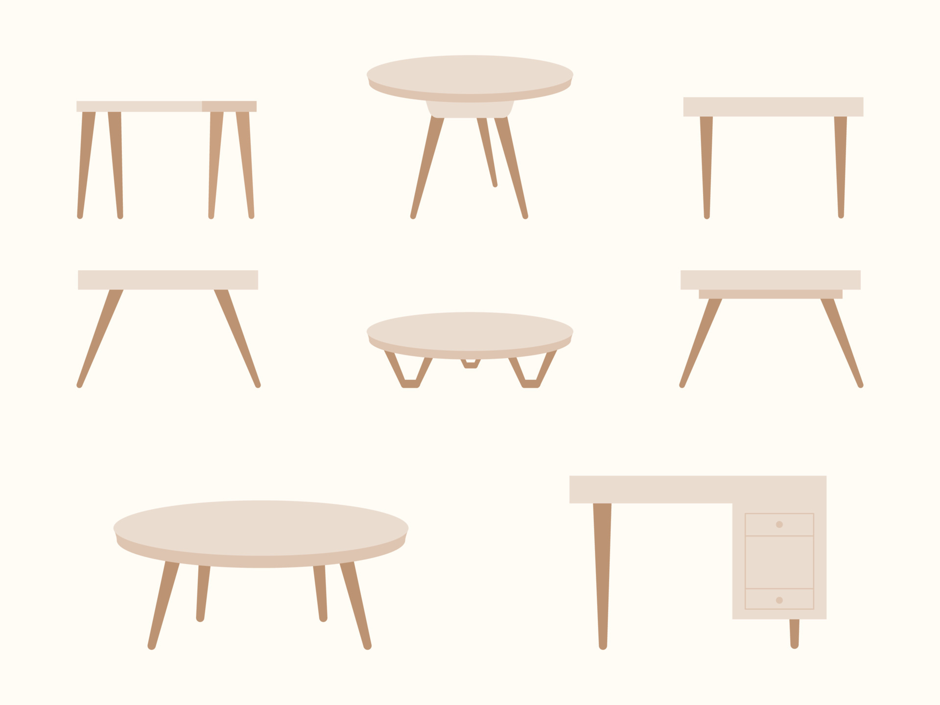 set of table 6895938 Vector Art at Vecteezy