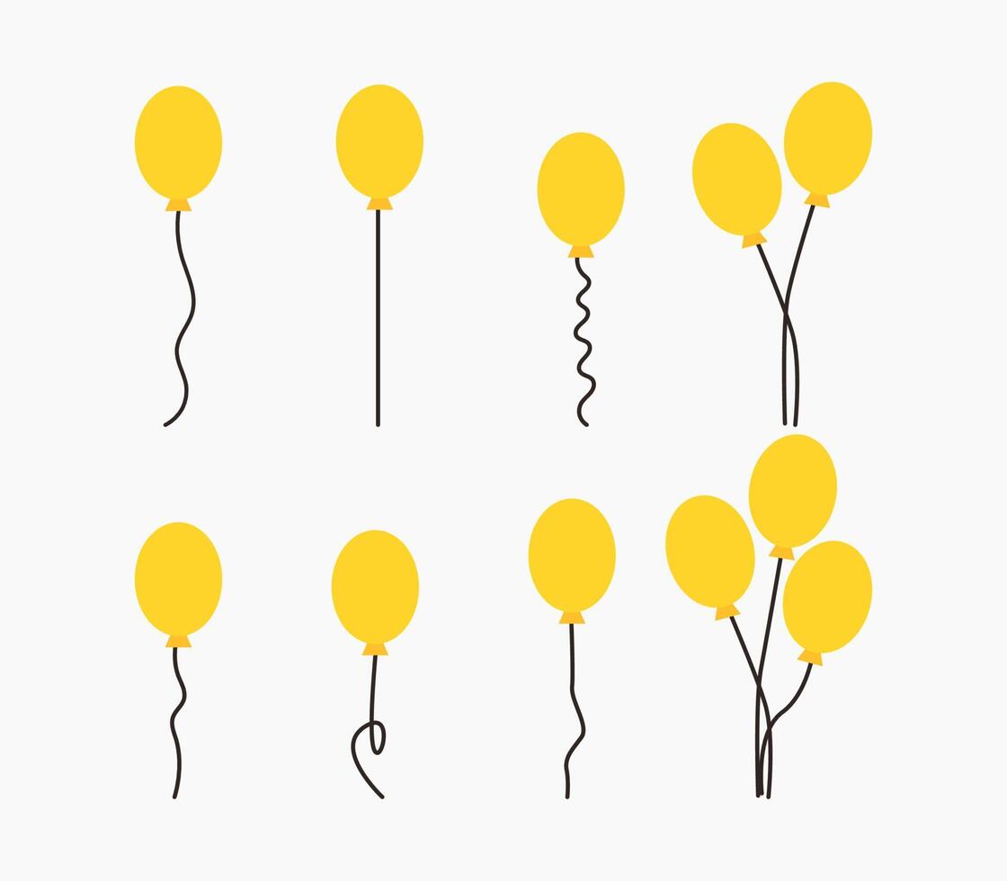 set of yellow balloons vector