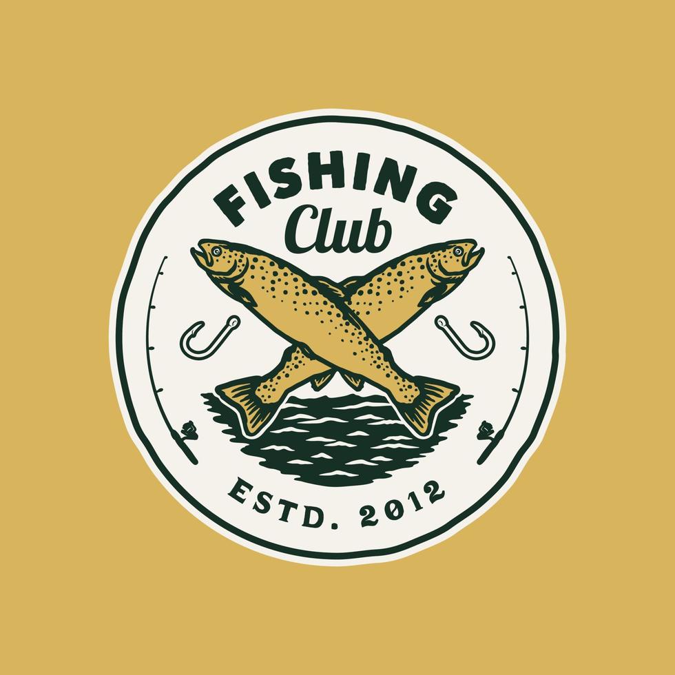 Hand Drawn Vintage Fishing Club Logo Label vector