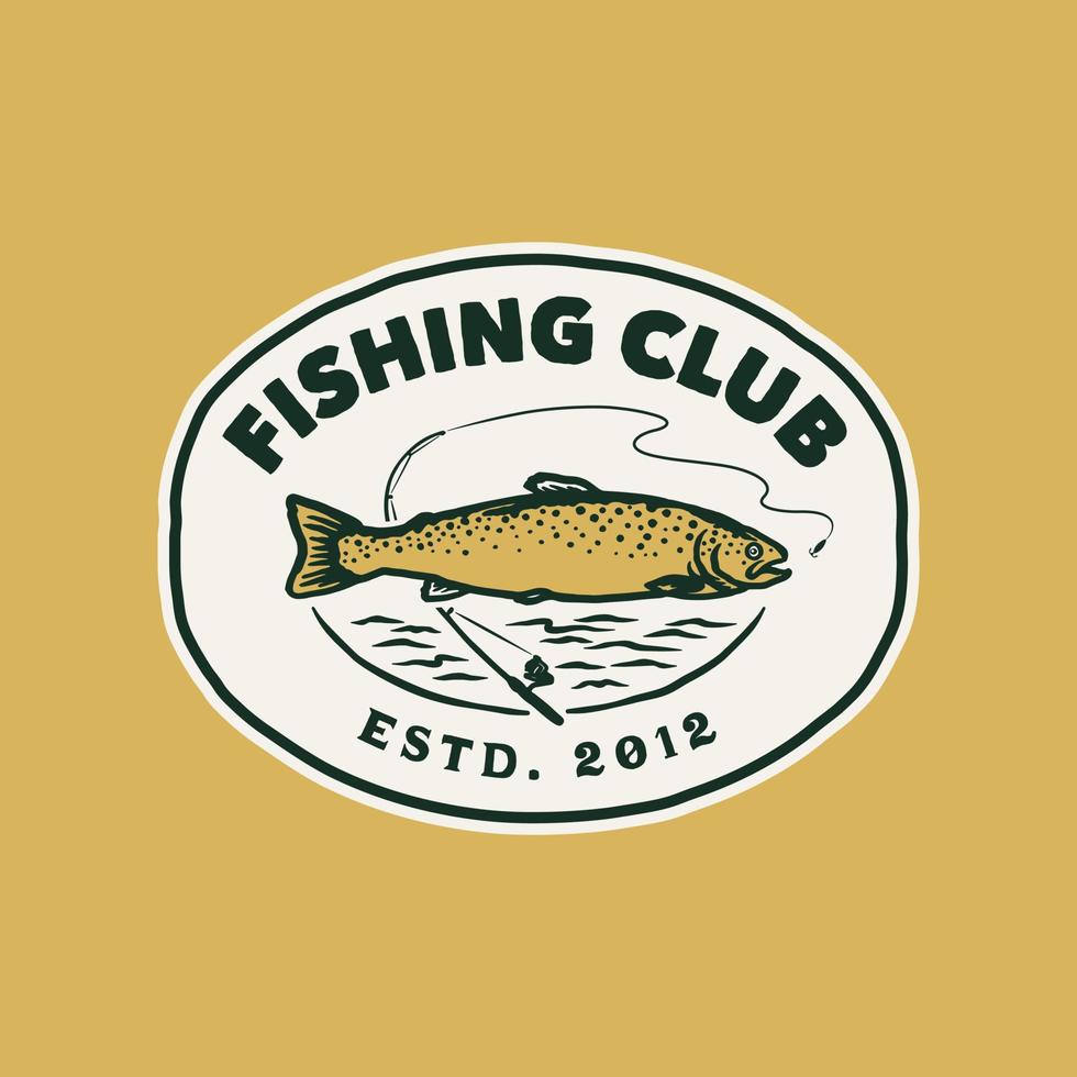 Hand Drawn Vintage Fishing Club Logo Label vector