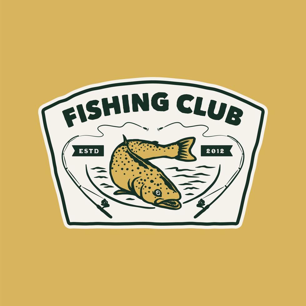 Hand Drawn Vintage Fishing Club Logo Label vector