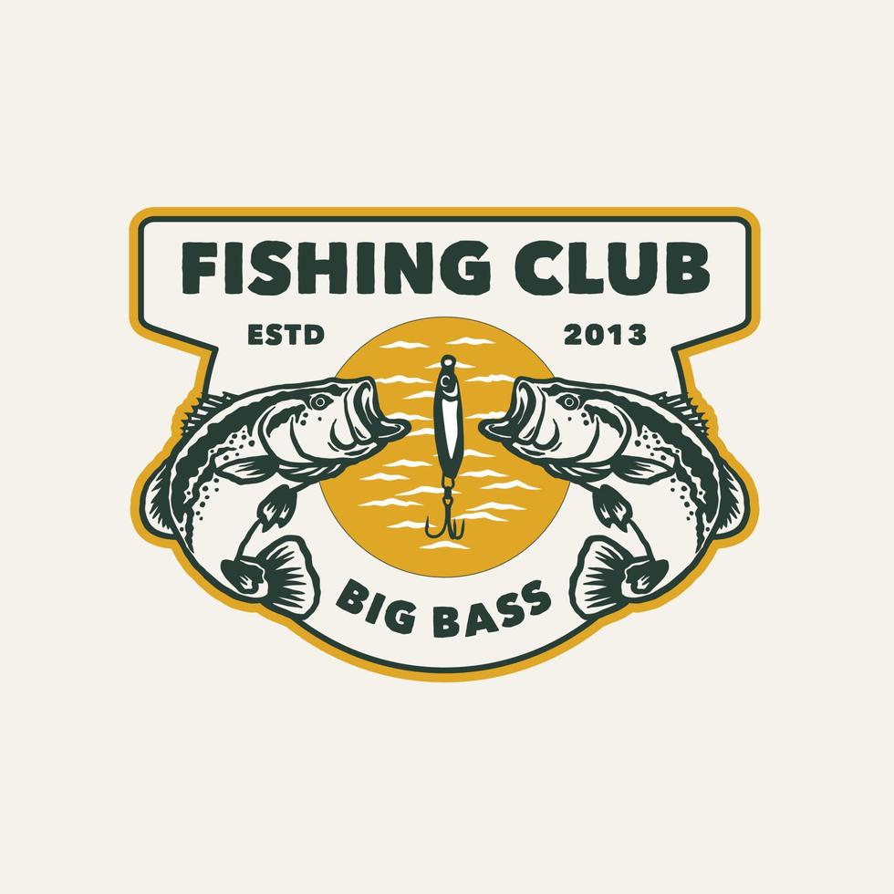 Hand Drawn Vintage Fishing Club Logo Label vector