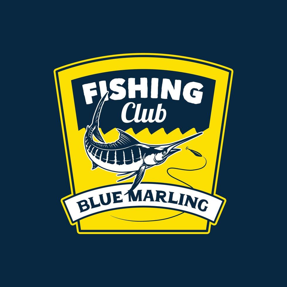 etiqueta de logotipo de club de pesca vintage dibujada a mano vector