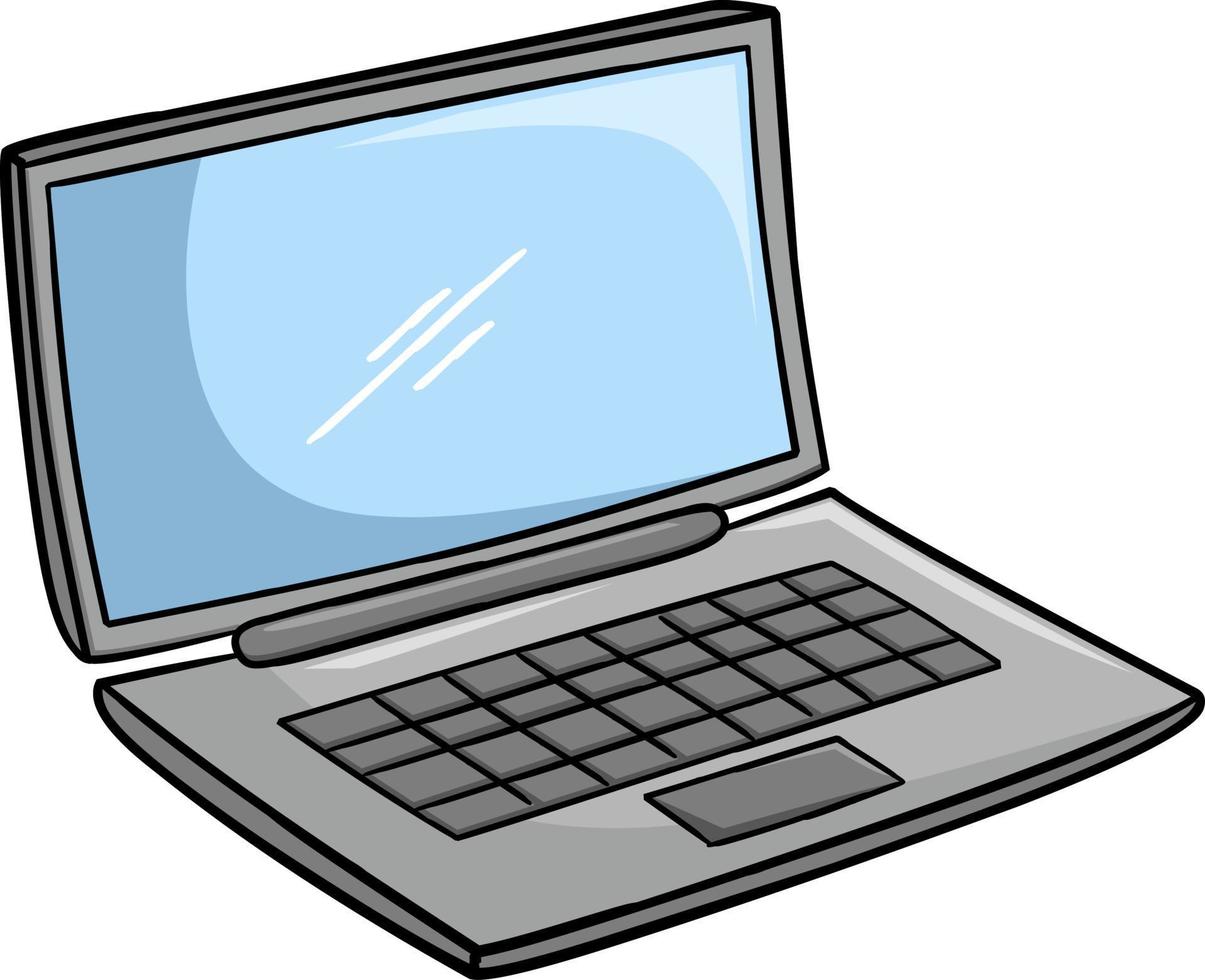 Computer laptop cartoon illustration icon with empty lcd panel vector