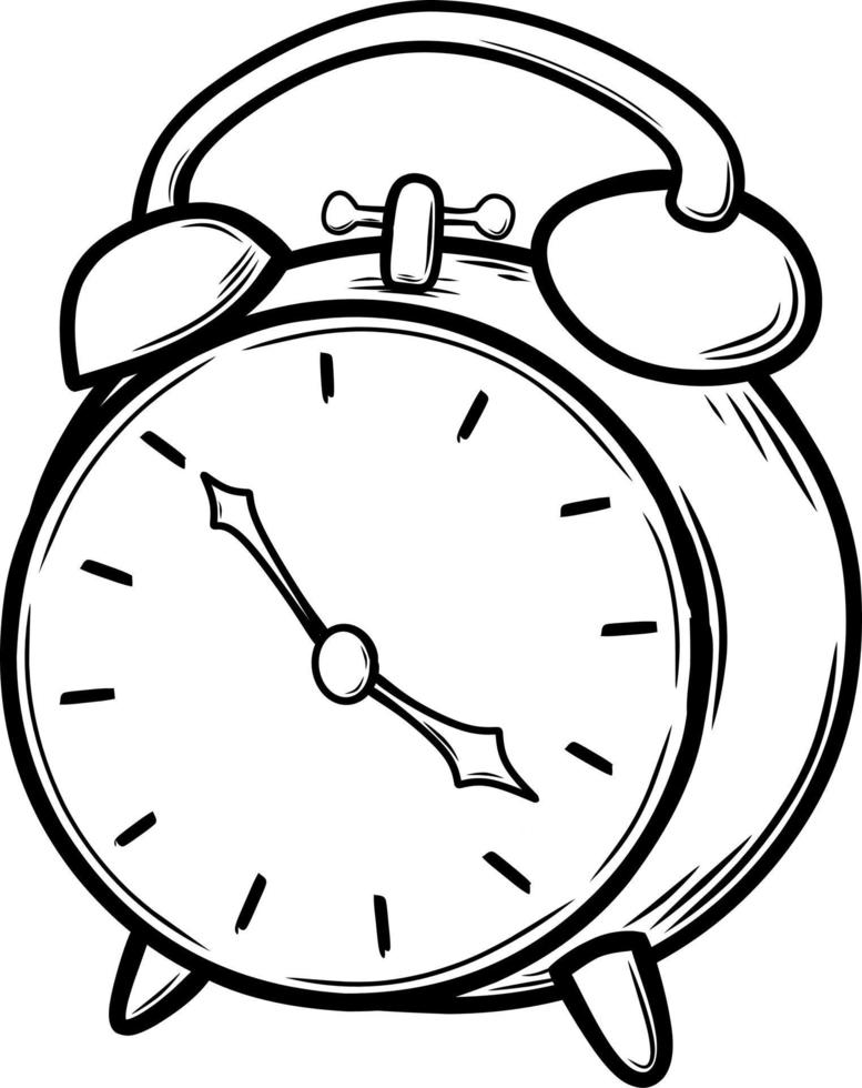 Doodle style retro alarm clock illustration vector