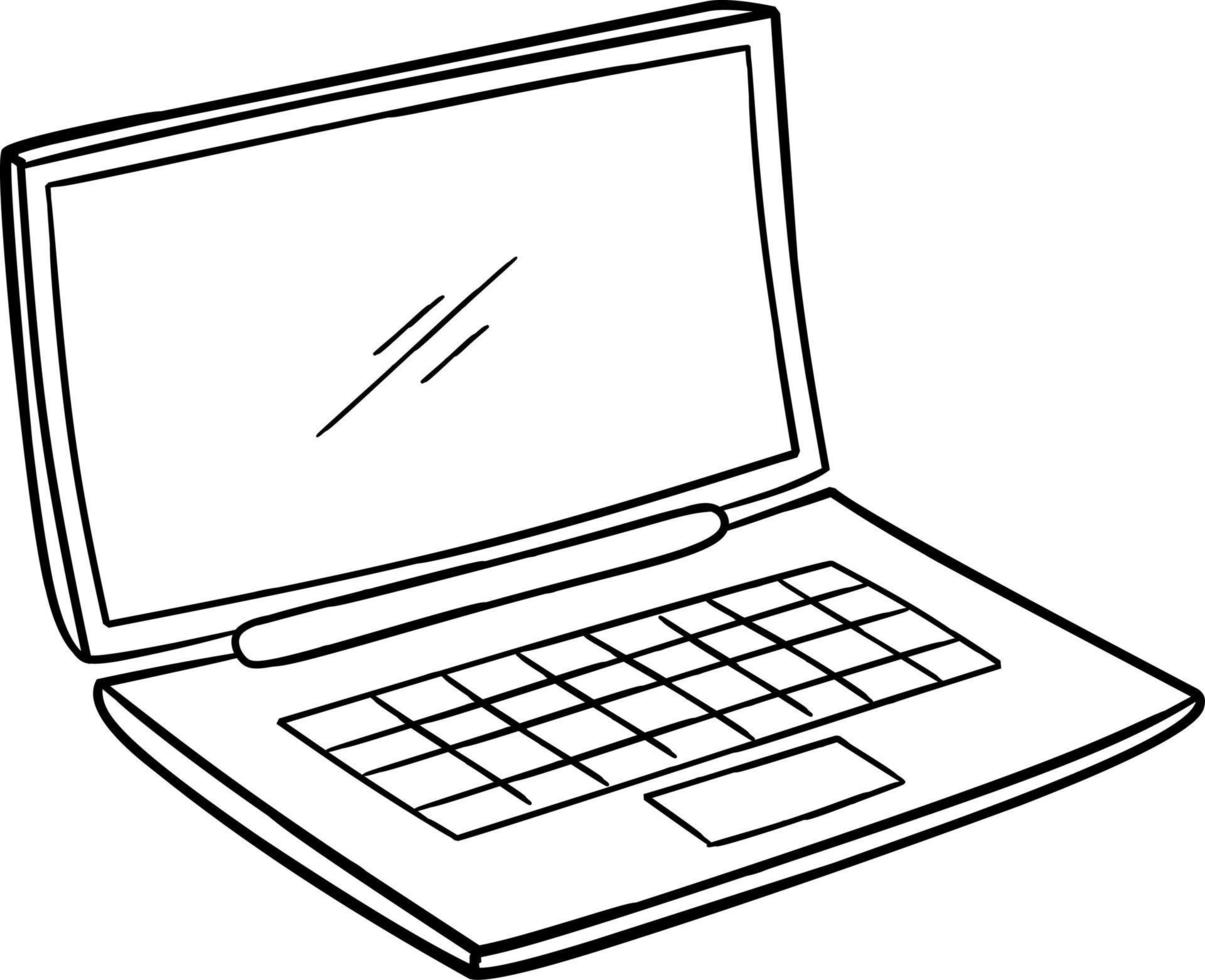 Computer laptop cartoon illustration icon with empty lcd panel vector