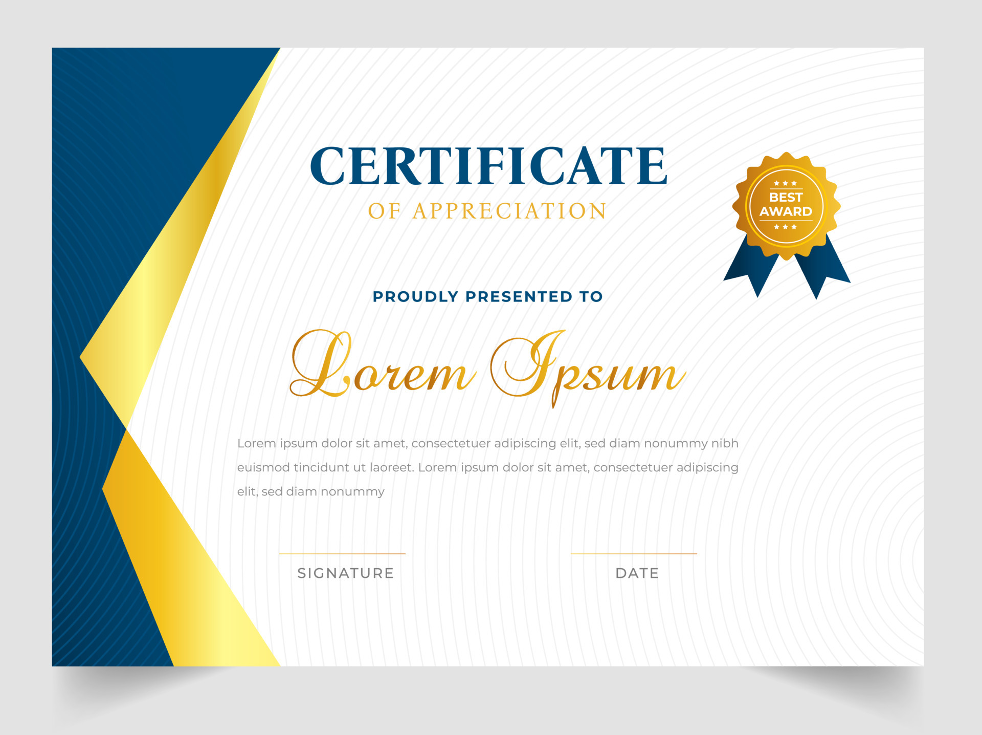Certificate template in vector for achievement graduation completion. Certificate of