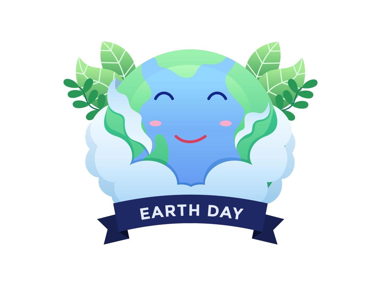 Happy earth day illustration with cute earth design with floral element. Can be used for banner, poster, animation, book, web, etc vector