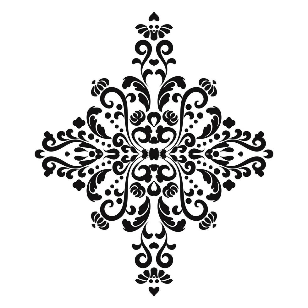 Mehndi pattern.Reusable floral painting stencils. For the design of wall, menus, wedding invitations or labels, for laser cutting, marquetry. Digital graphics. Black and white. vector