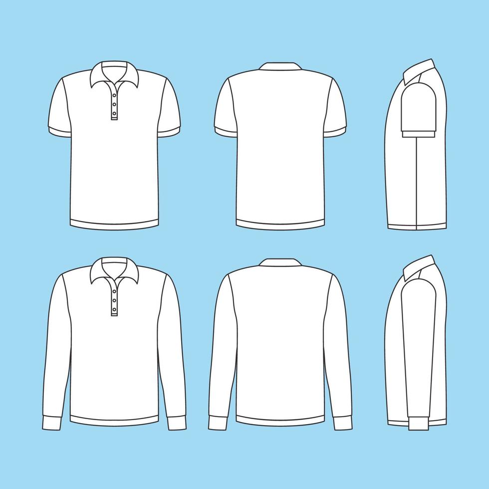 Outline Polo Mock up with Alternative Sleeve Length and Preview Side vector