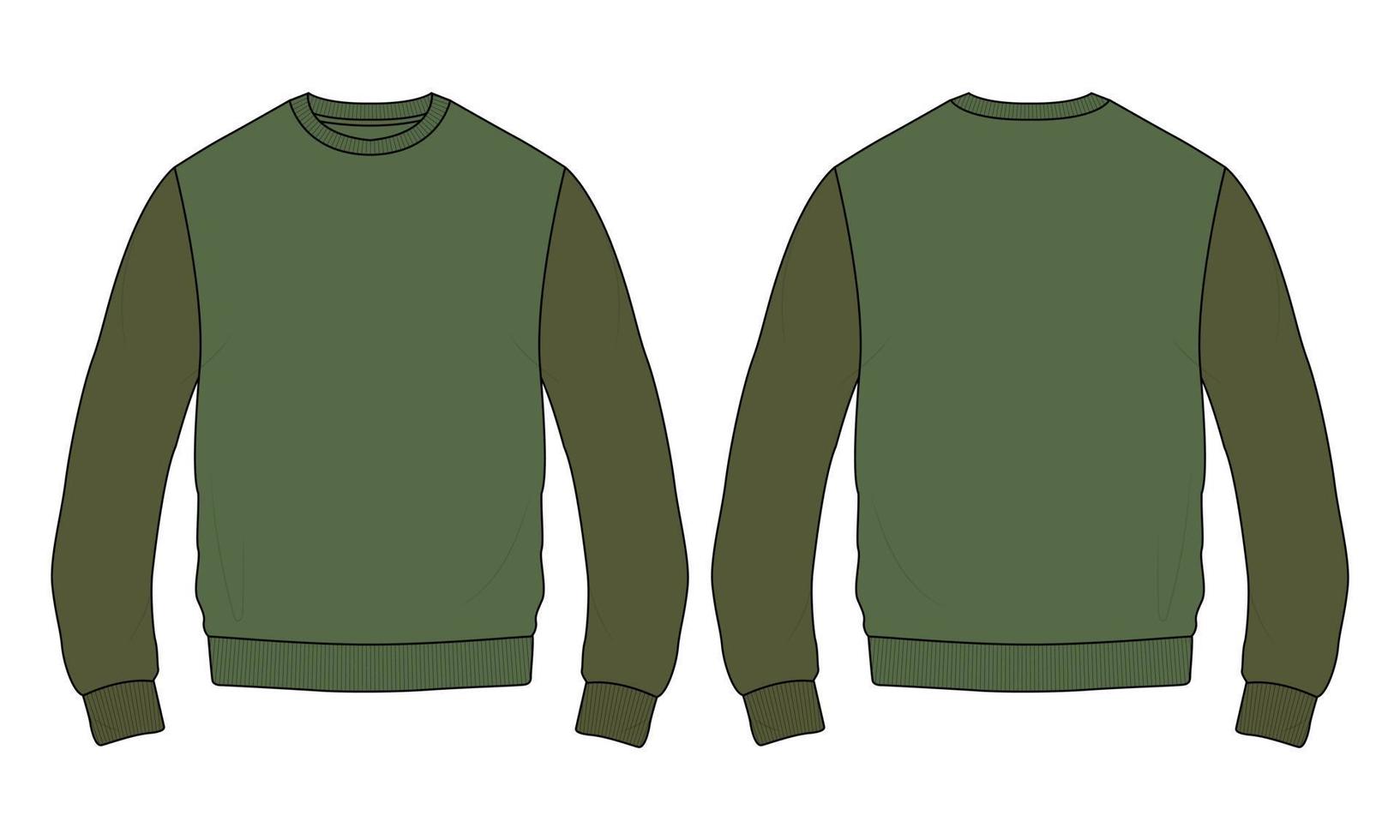 Two tone Color Long sleeve Sweatshirt Vector Illustration template front and back views.