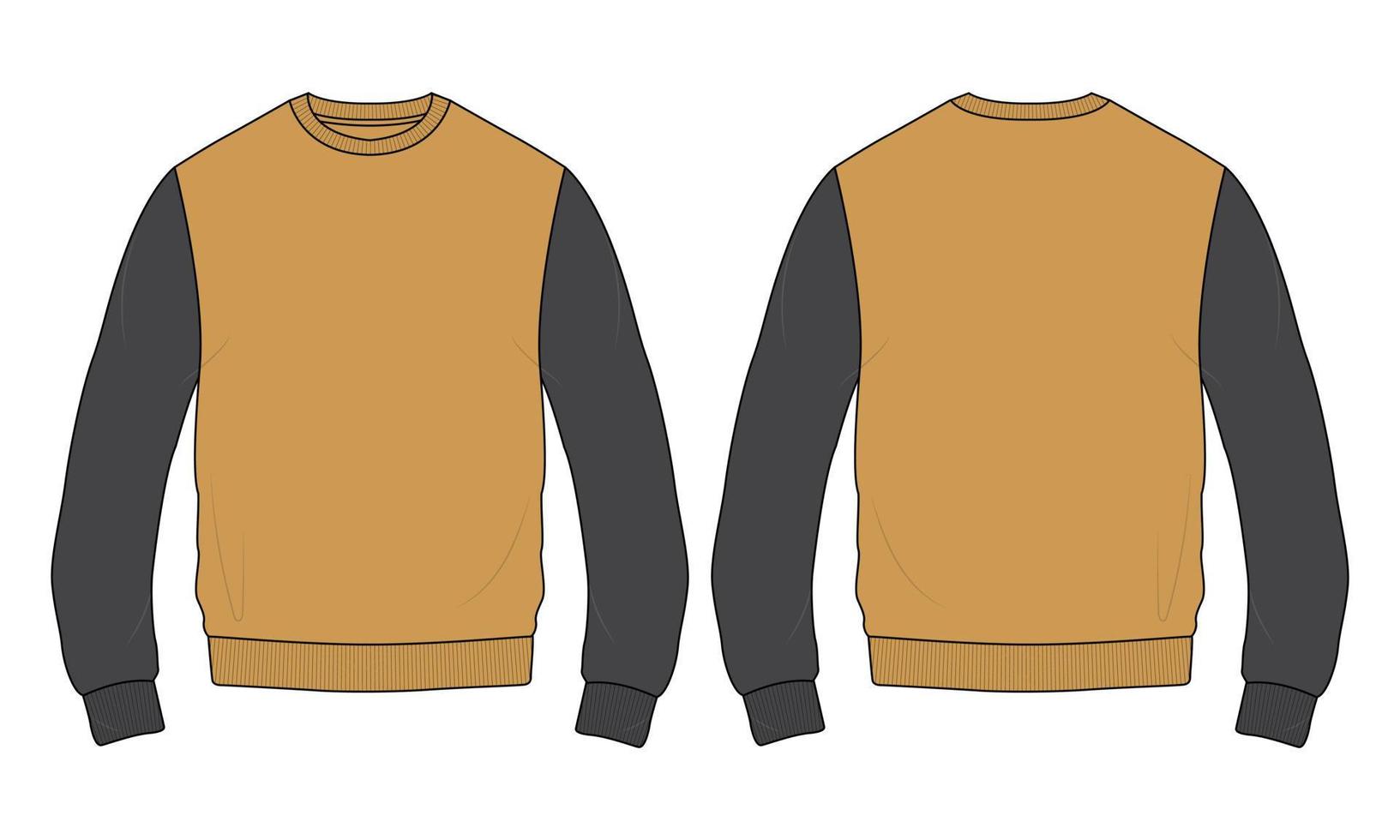 Two tone Color Long sleeve Sweatshirt Vector Illustration template front and back views.