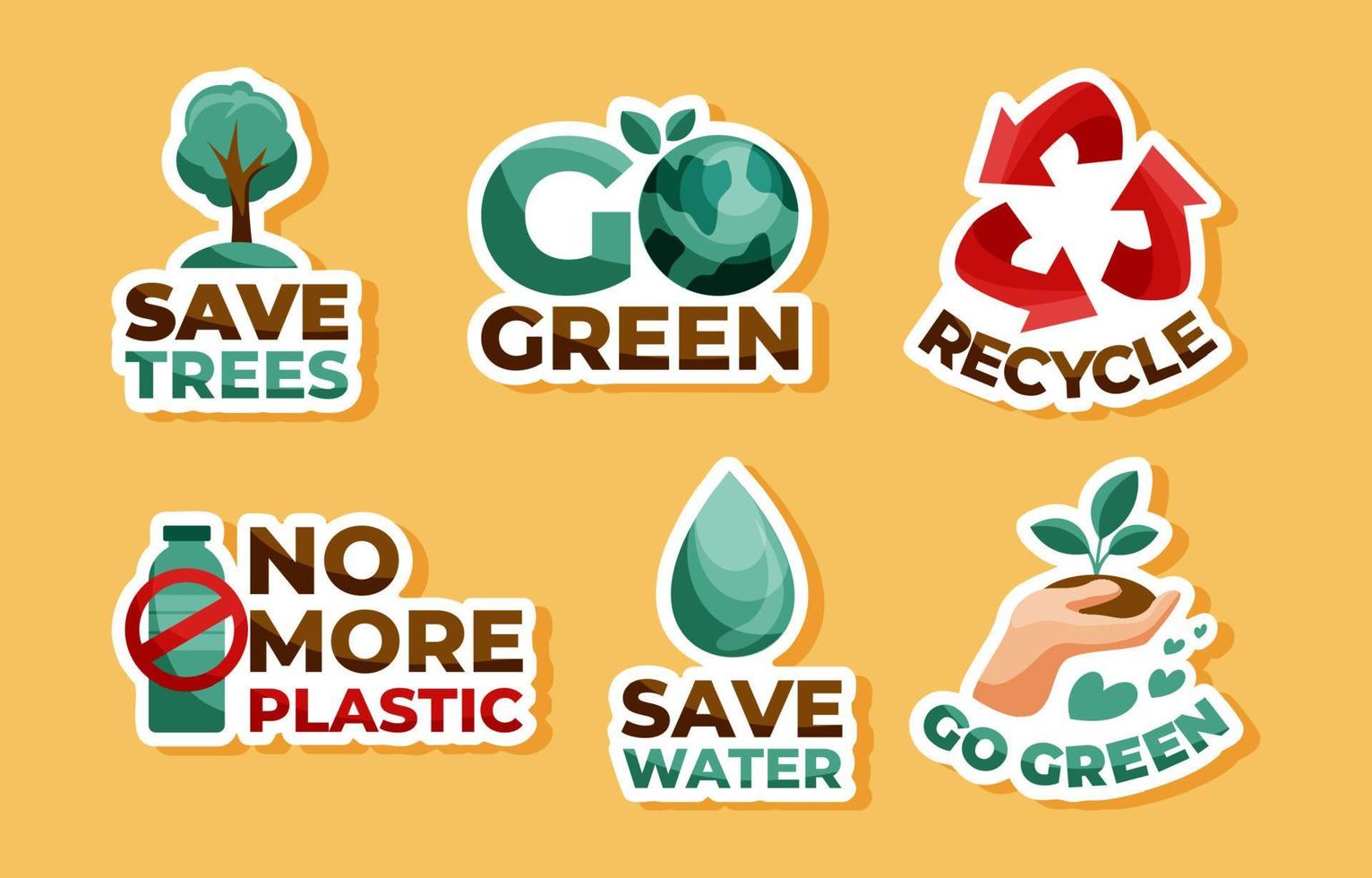 Clean Eco Go Greem Technology Sticker Set vector