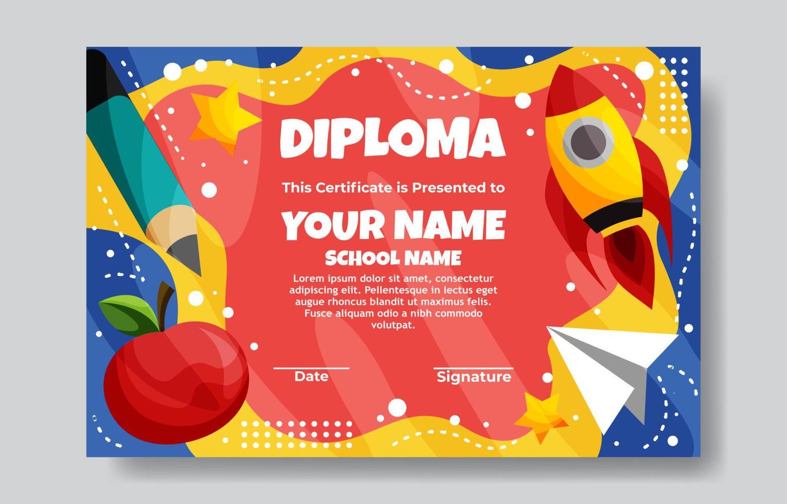 Kindergarten Graduation Certificate Template vector