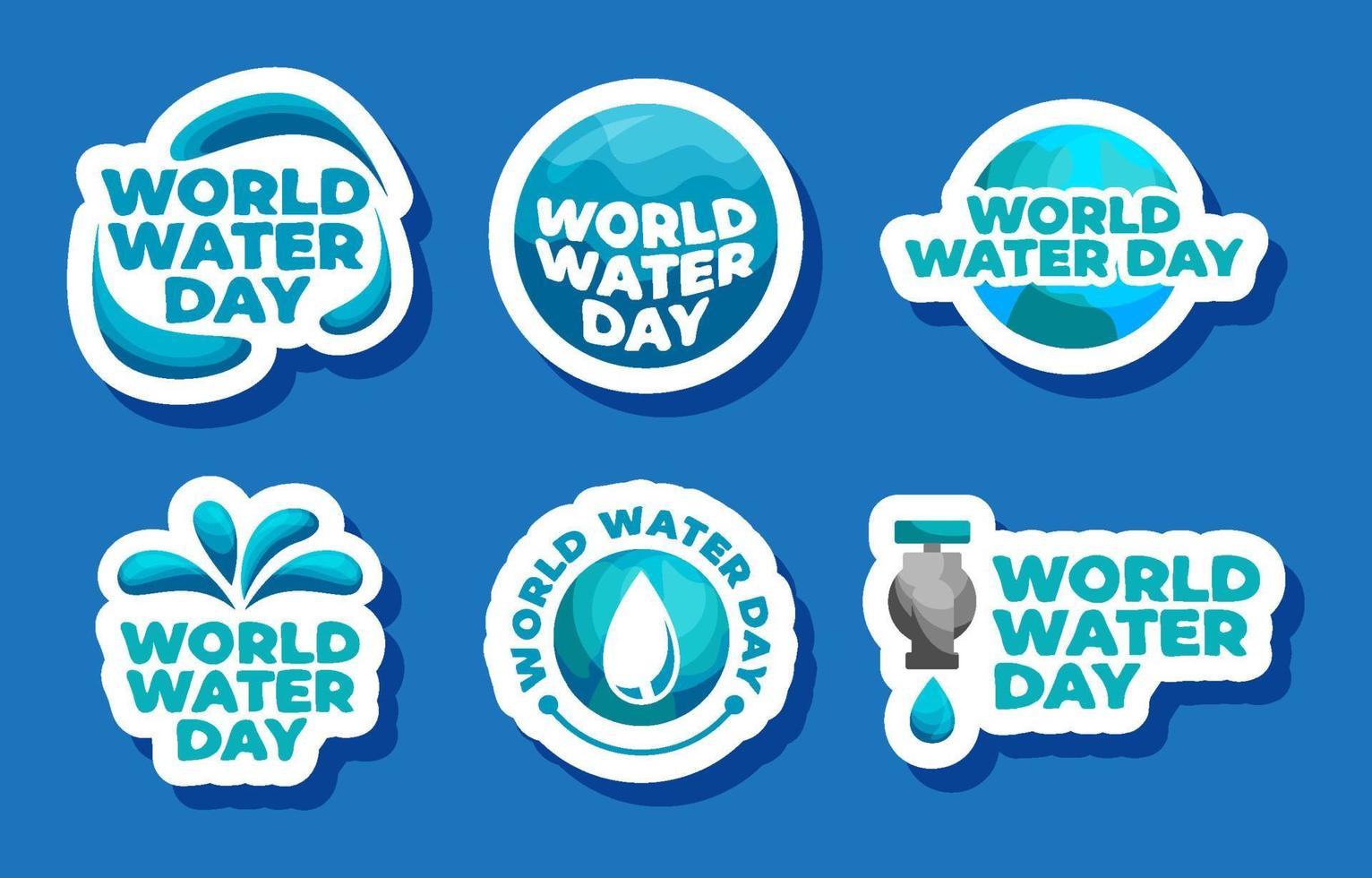 World Water Day Sticker Set vector