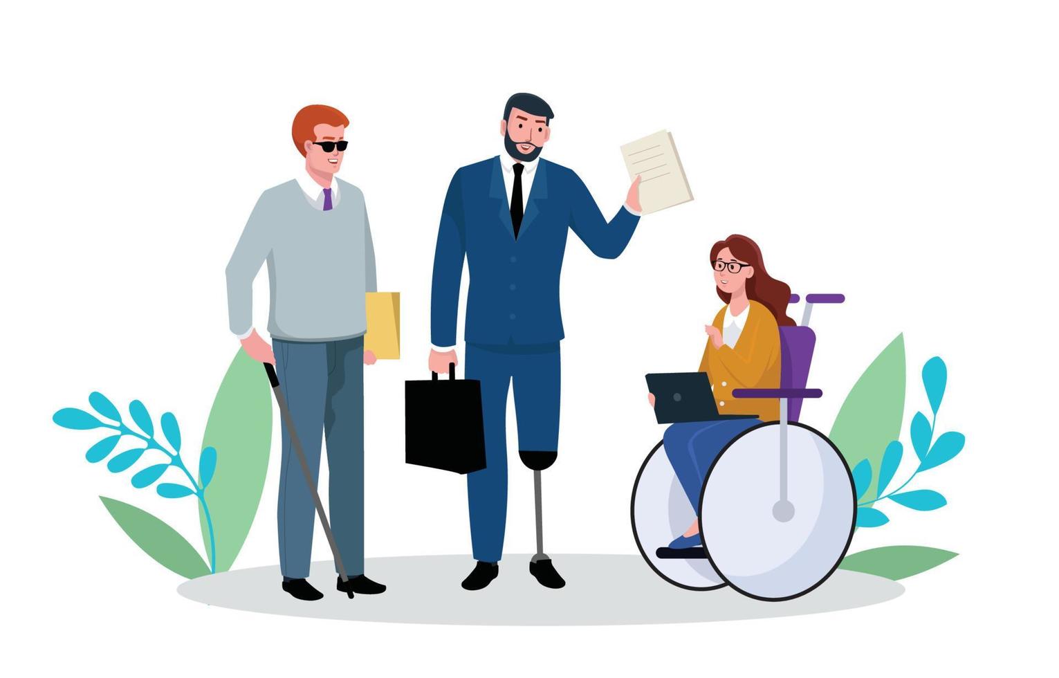 People with Disability Doing Their Job vector