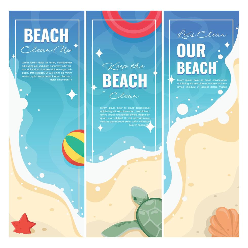 Clean Our Beach Campaign Banner Template Collection vector