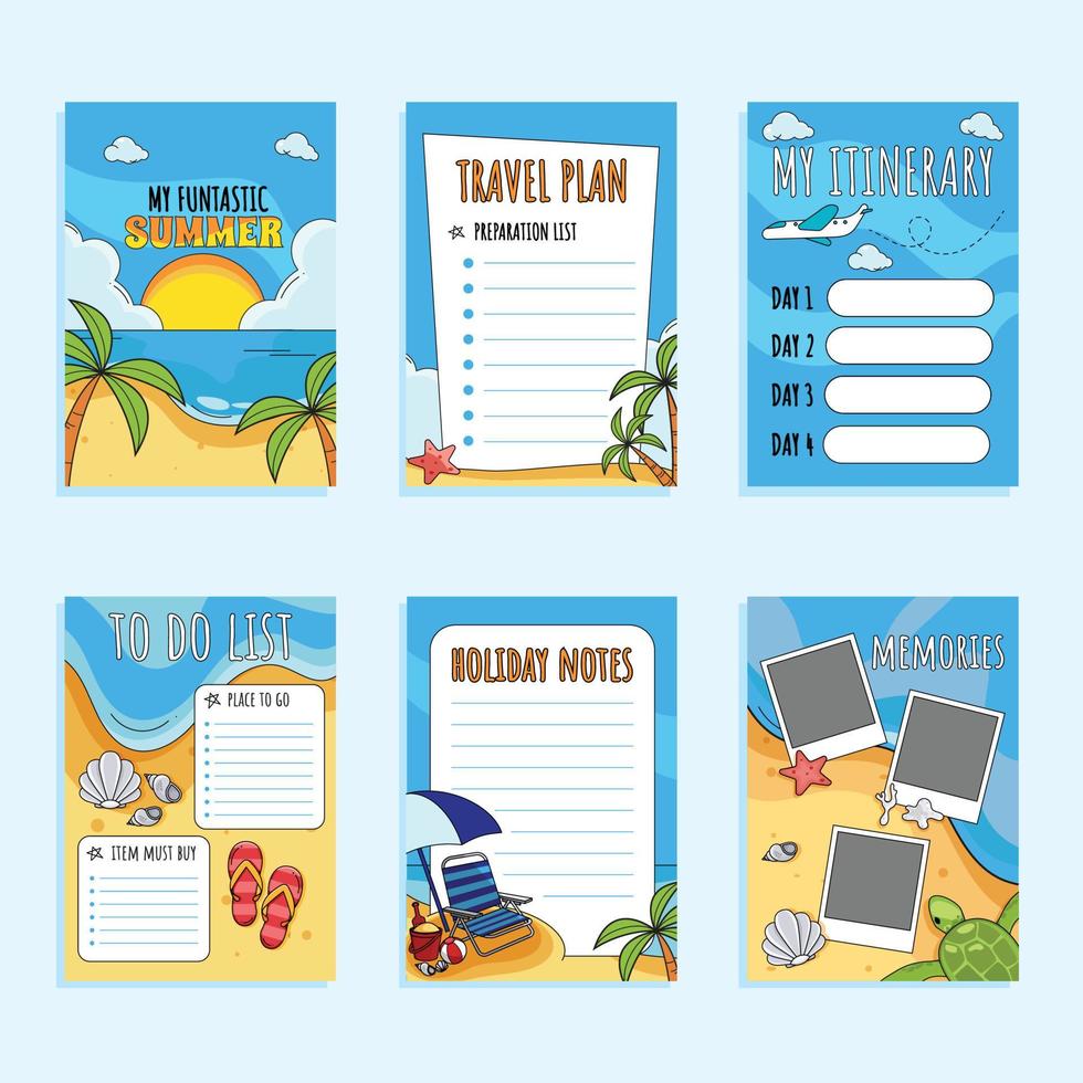 Summer Holiday Journal Template With Beach Theme vector