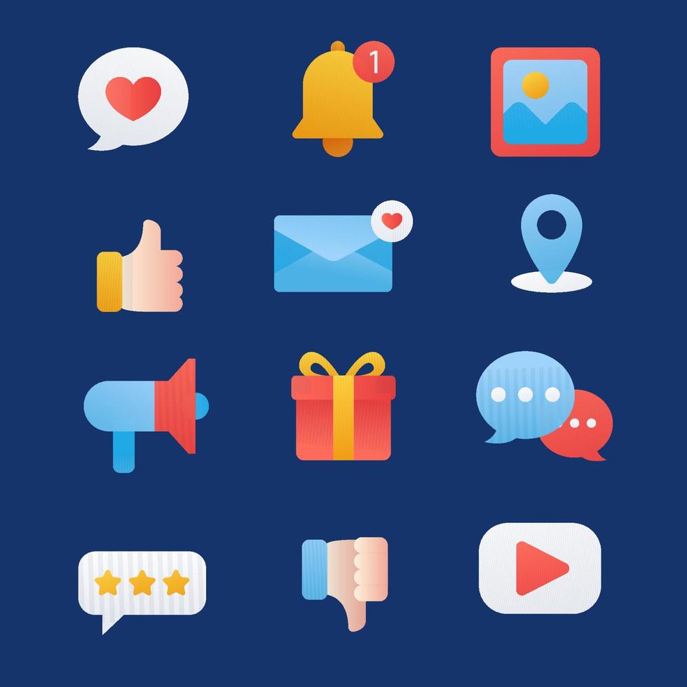 Social Media Reactions Gradient Icon vector