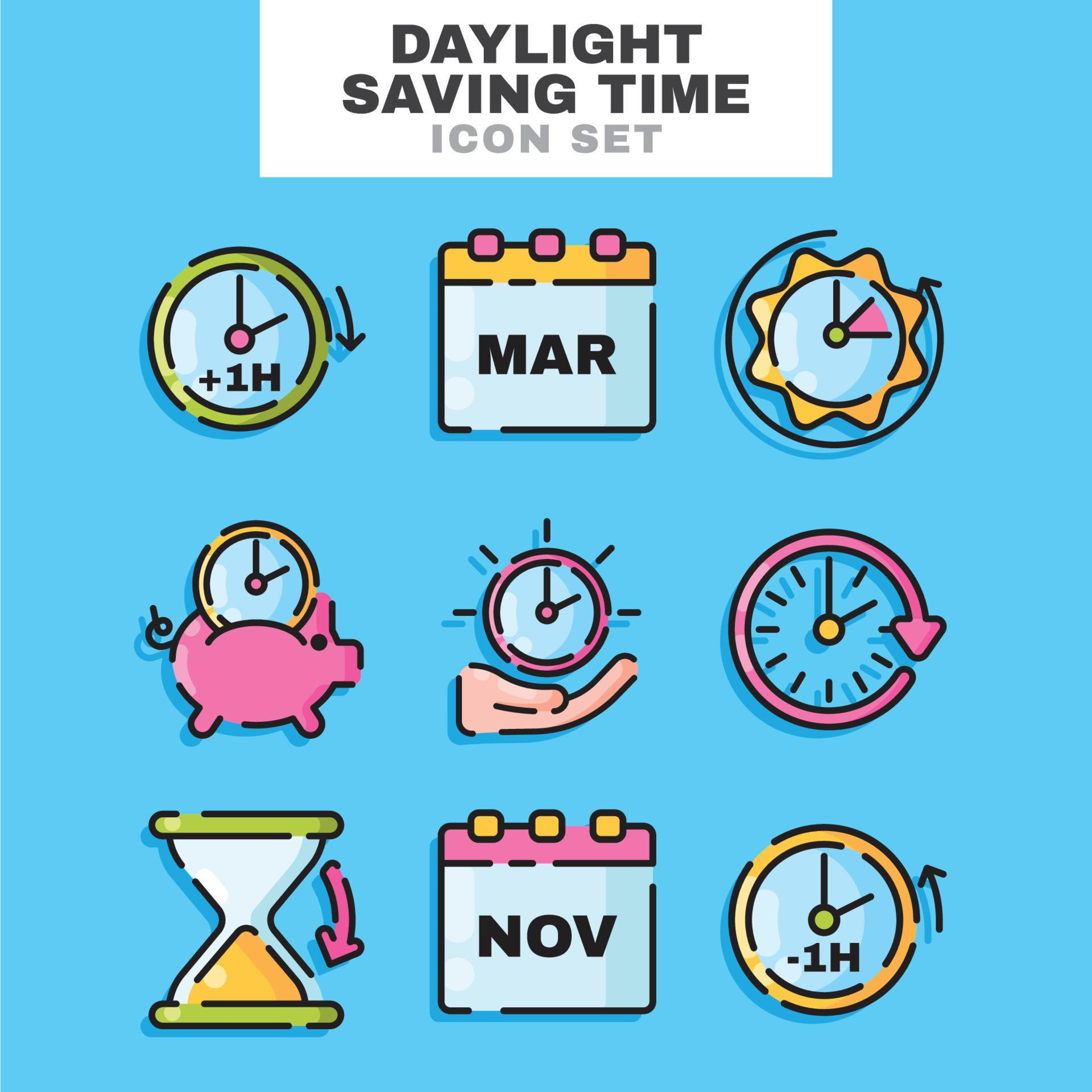 Daylight Saving Time Icon Set 6897053 Vector Art at Vecteezy
