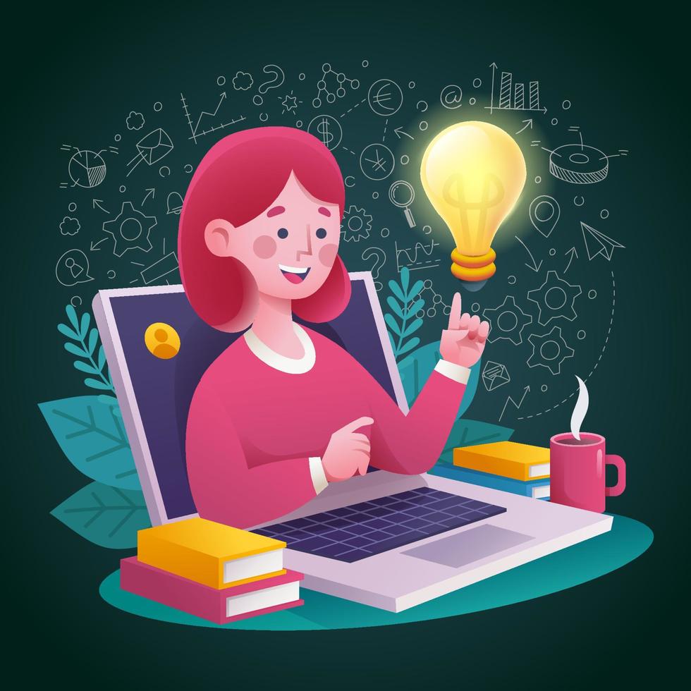 Woman Have An Idea Concept vector