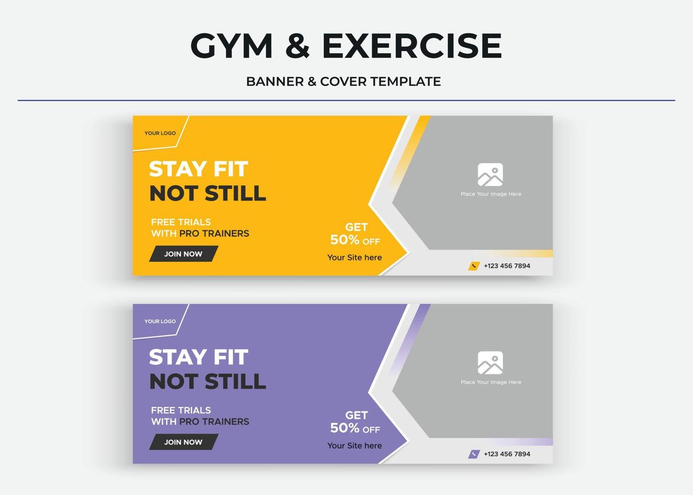 Stay fit not still Banner, gym social media cover, Fitness cover, banner, thumbnail vector