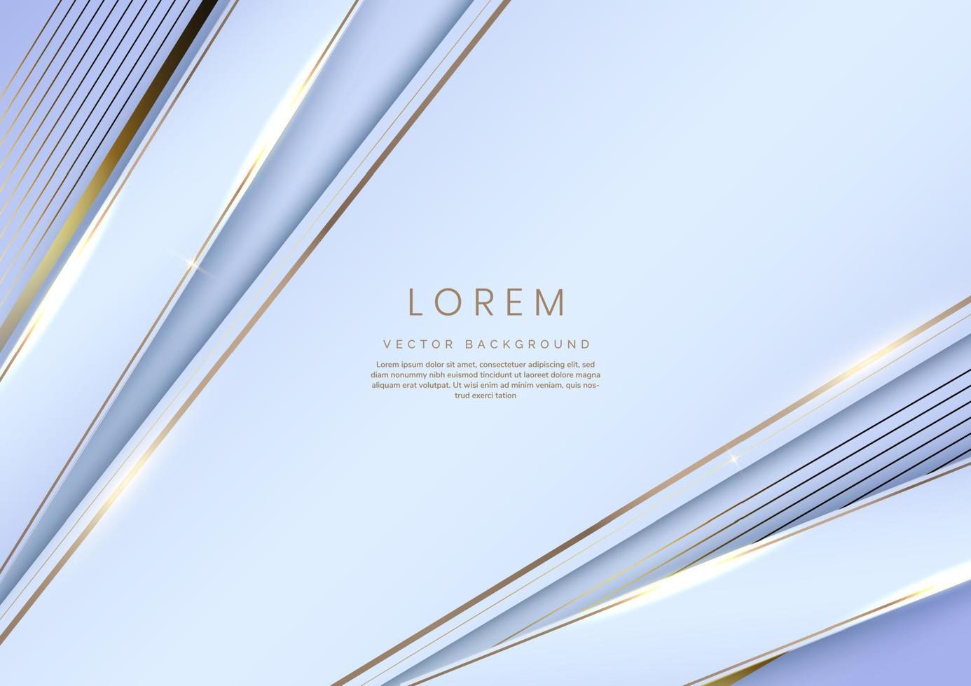 Elegant diagonal white and grey luxury background with golden border. Template premium award design. vector