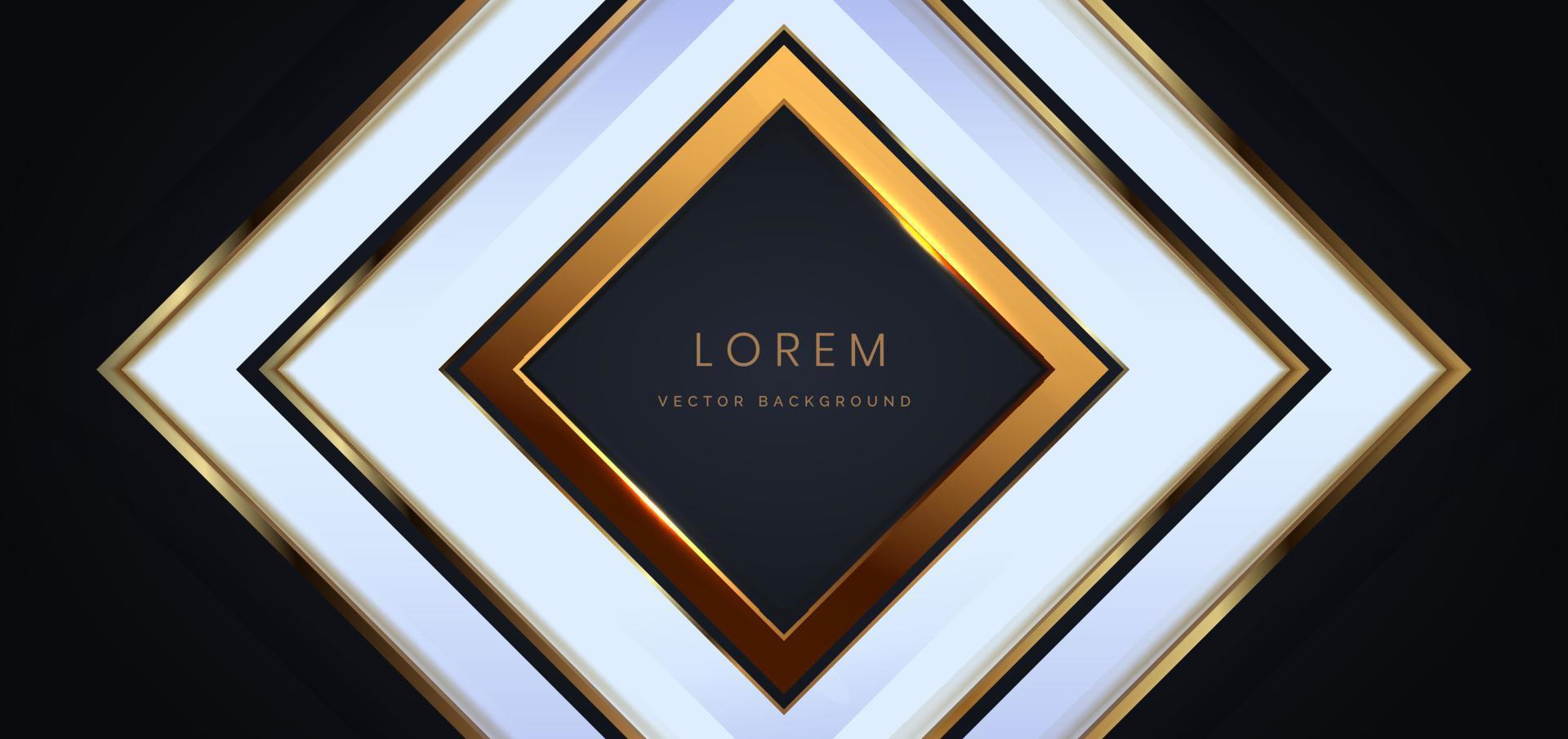 Abstract 3d triangle golden line luxury background on white color with lines golden glowing. Frame style. vector