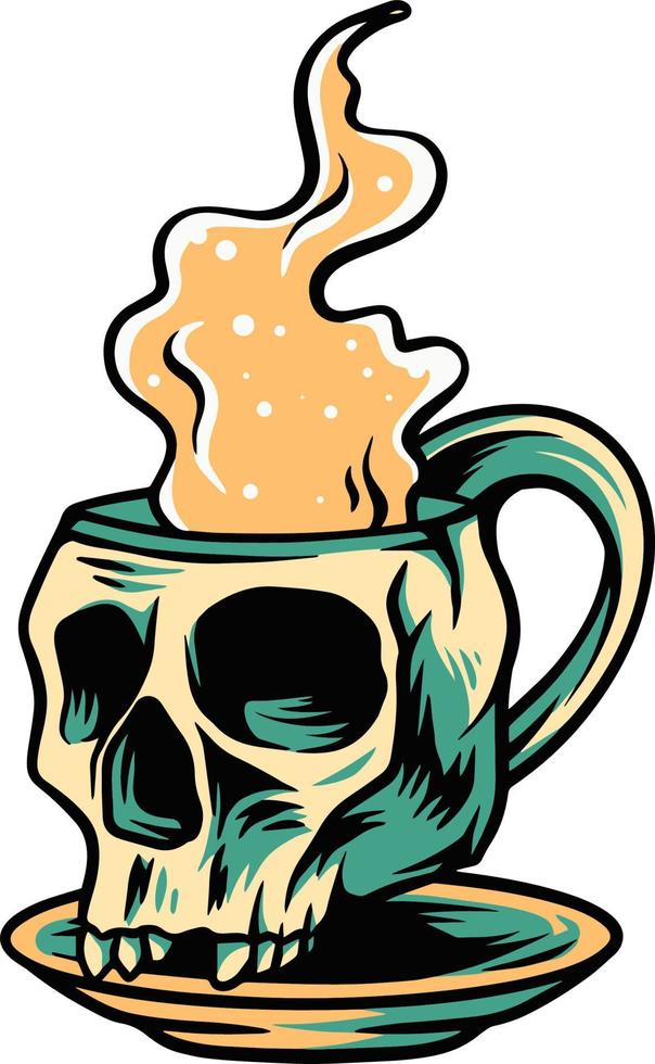 ilustración de calavera de café vector