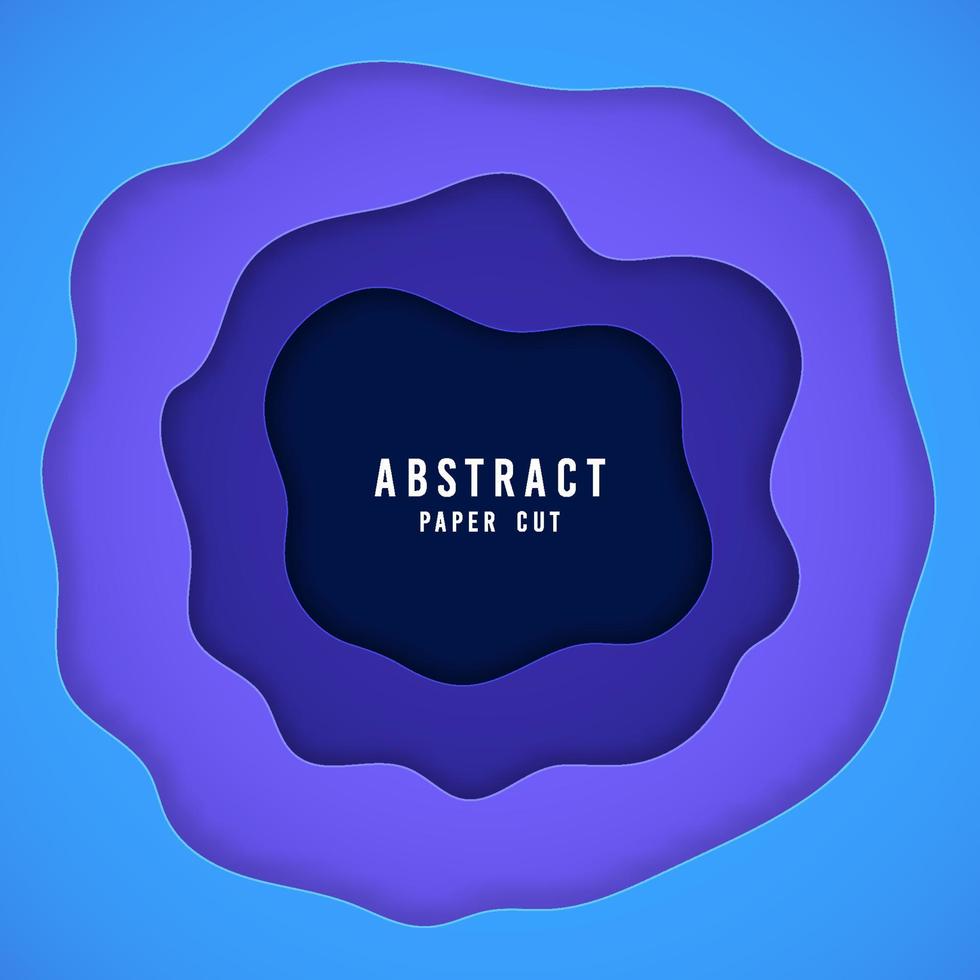 Abstract blue wavy paper cut template design. vector