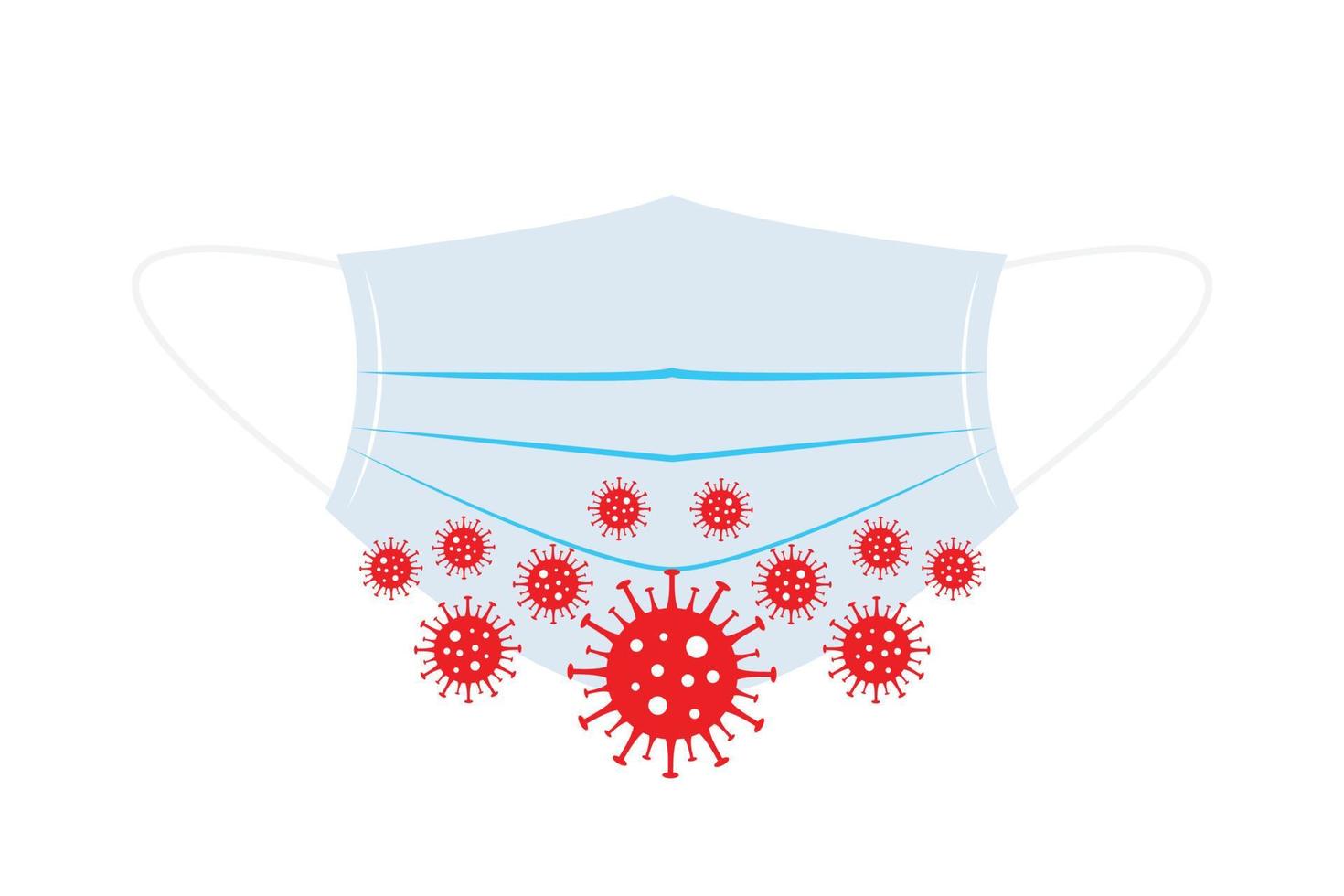 Masks and germs isolated on white background vector
