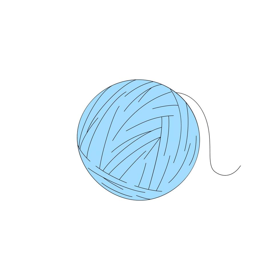 bola de hilo en estilo de dibujos animados. ilustración vectorial aislado sobre fondo blanco. símbolo de hecho a mano y tejido vector