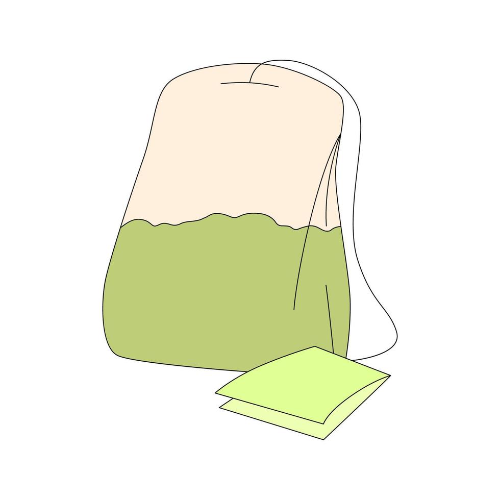 bolsa de té en estilo de dibujos animados. ilustración vectorial de té