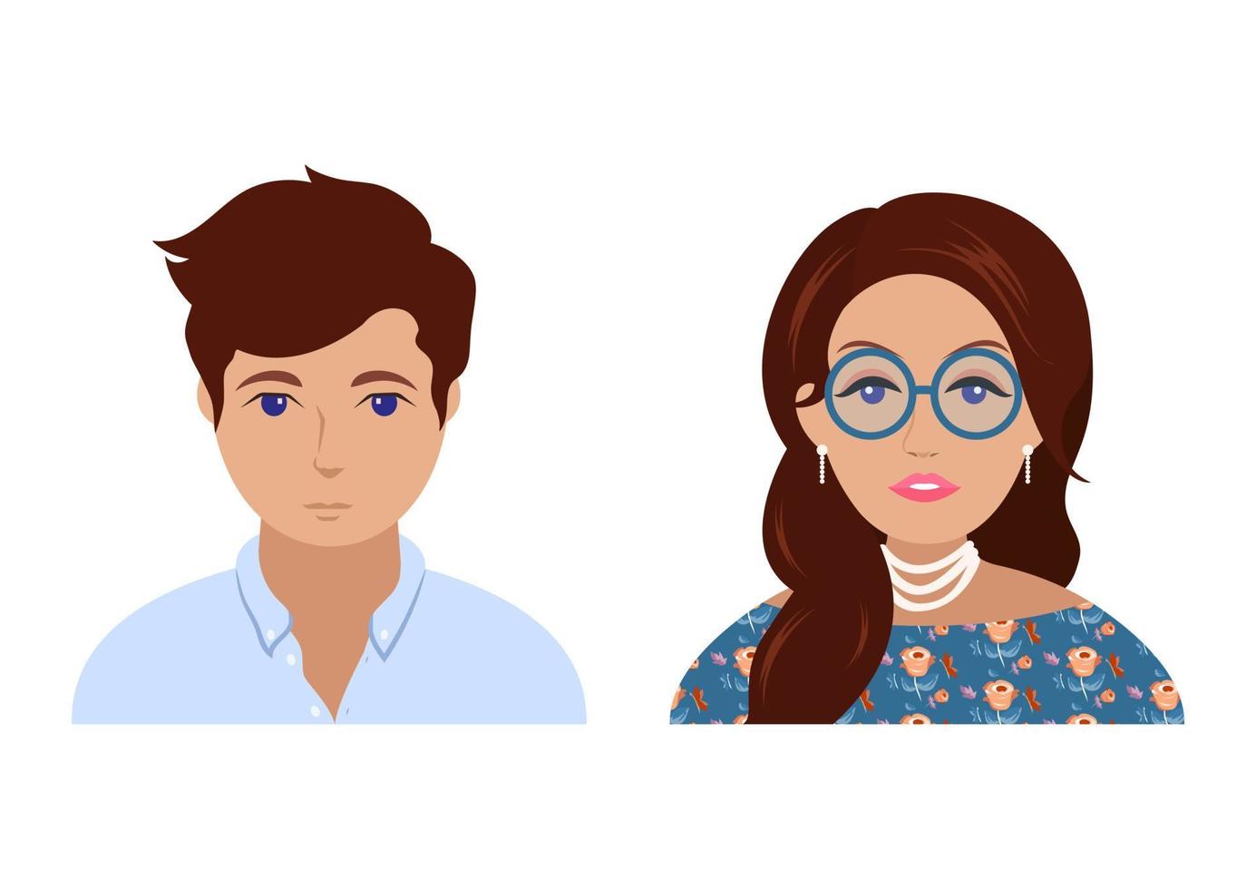 Man and woman portrait silhouette isolated on white background. Vector illustration of man and woman portrait