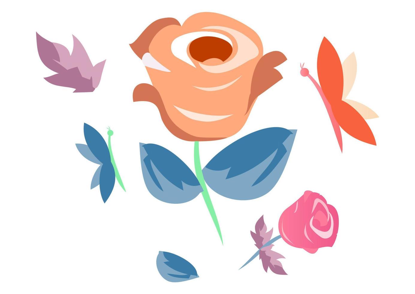 diseño floral abstracto. rosas, mariposas, diseño de acuarela. ilustración vectorial vector