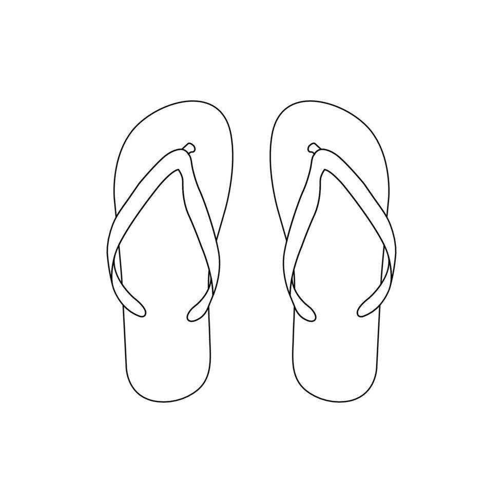 ilustración de icono de contorno de chanclas sobre fondo blanco aislado adecuado para sandalias, calzado, icono de zapatilla vector