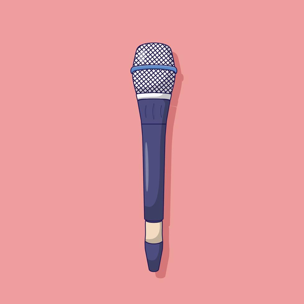 Microphone Vector Icon Illustration. Vector. Mike Flat Cartoon Style Suitable for Web Landing Page, Banner, Flyer, Sticker, Wallpaper, Background