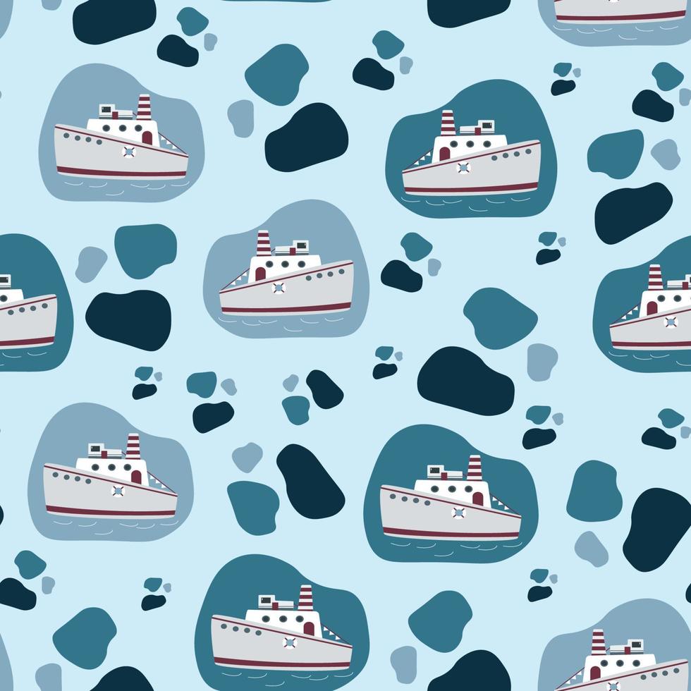 Steamboats pattern, Seamless baby pattern.Boys nursery prints. vector