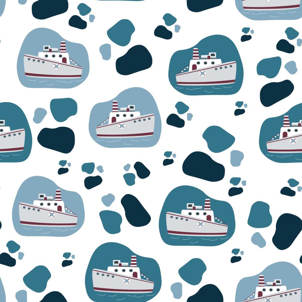 Steamboats pattern, Seamless baby pattern.Boys nursery prints. vector