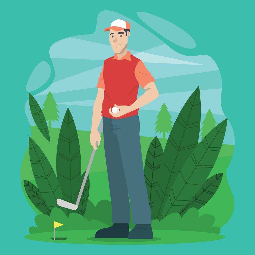 concepto de personaje de golfista vector