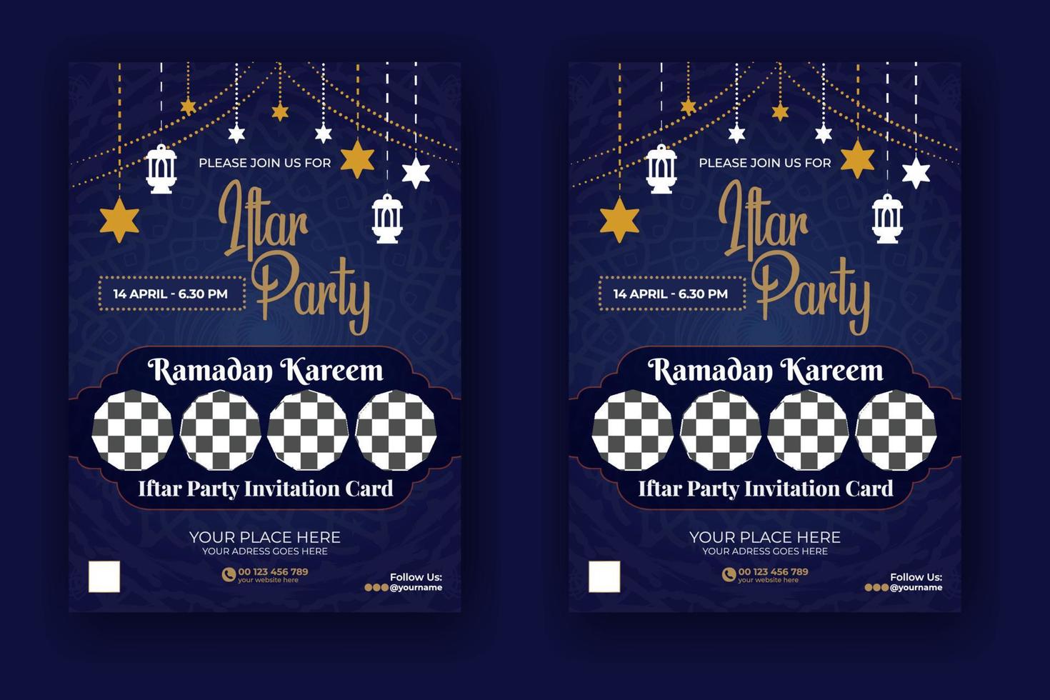 ramadan kareem iftar party invitation card islamic flyer template free download vector